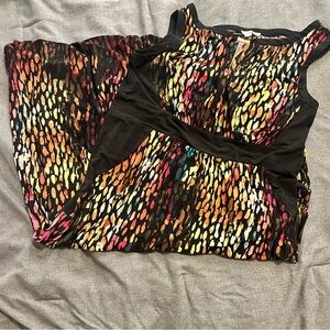 London Times Abstract Multicolor Pattern Maxi Dress